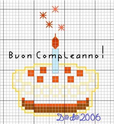 Schema punto croce Torta buon compleanno